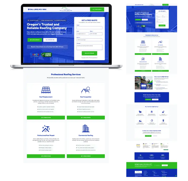 Roofing Company Google Ads Landing Page